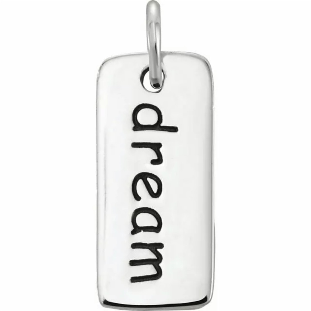 Silver Dream Tag Charm Sterling Solid